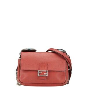 FENDI Red Leather Shoulder Bag
